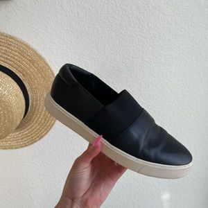 Vince Slide Black Leather Loafers